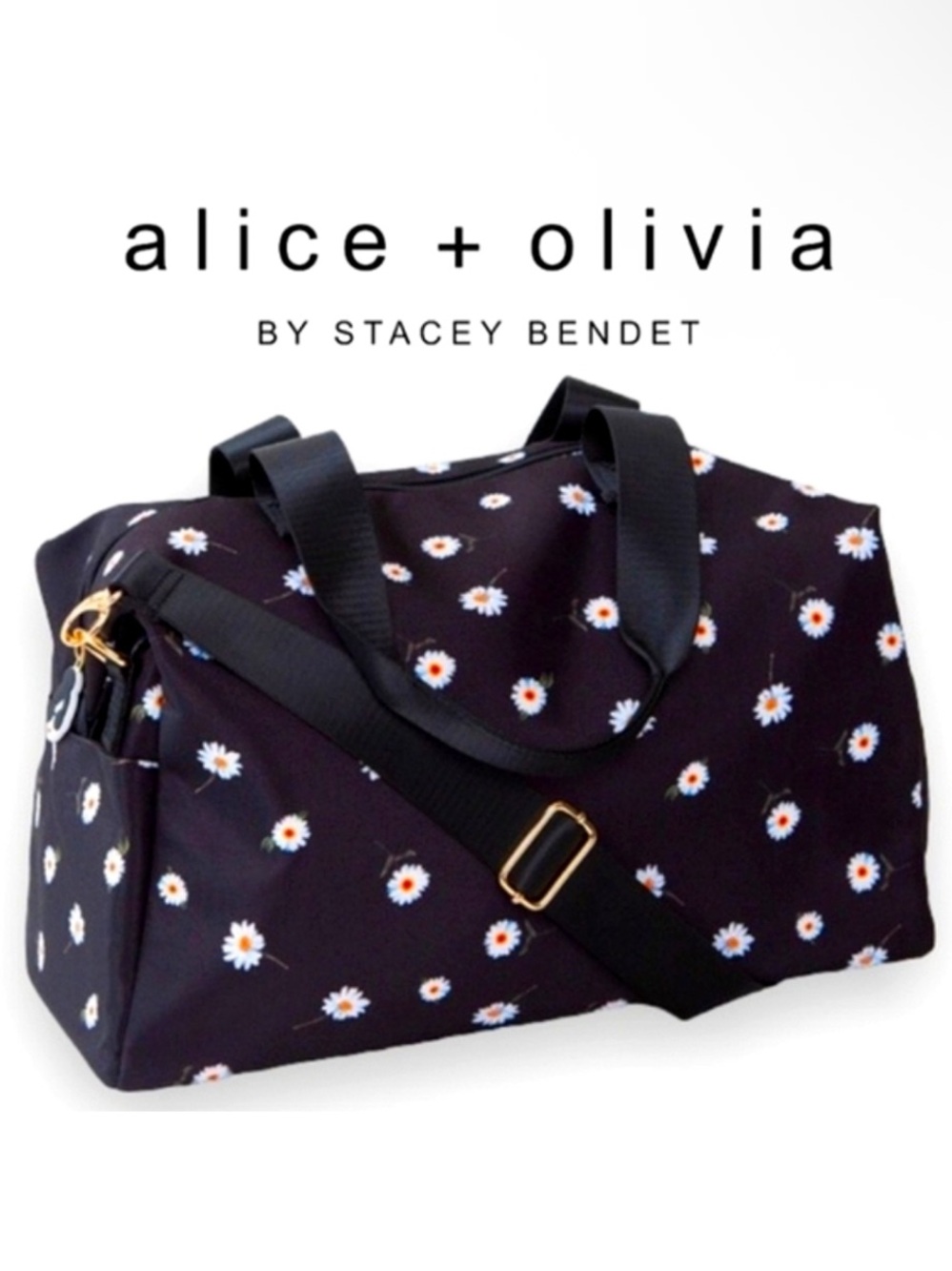Alice+Olivia Daisy Weekender Nylon Floral Daisy Duffel Bag by Stacey Bendet NWT